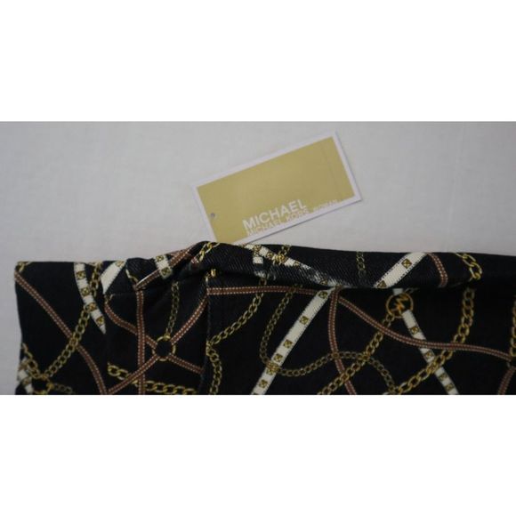 Michael Kors Women's Sz 3X Black/Bone Gold Chain Logo Print Stretch Leggings $78 - Picture 3 of 13
